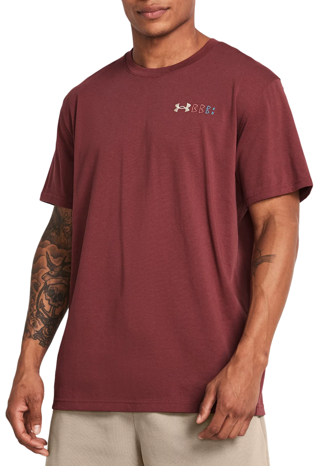 Magliette Under Armour Heavyweight Left Chest Logo Repeat